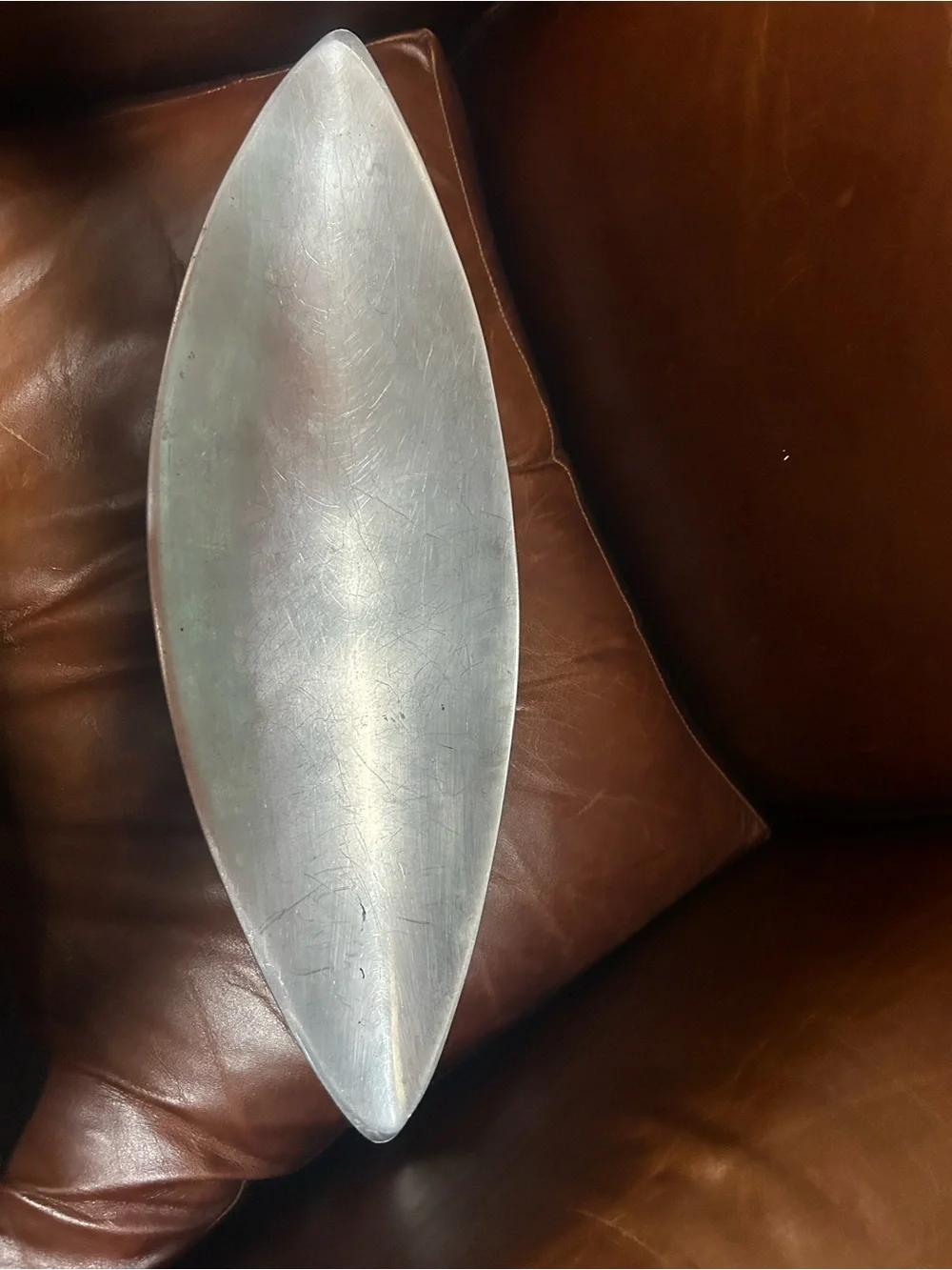 Vintage Nambé Bread Tray #550 Leaf Shape Or Oval “ Nambe “Aluminum